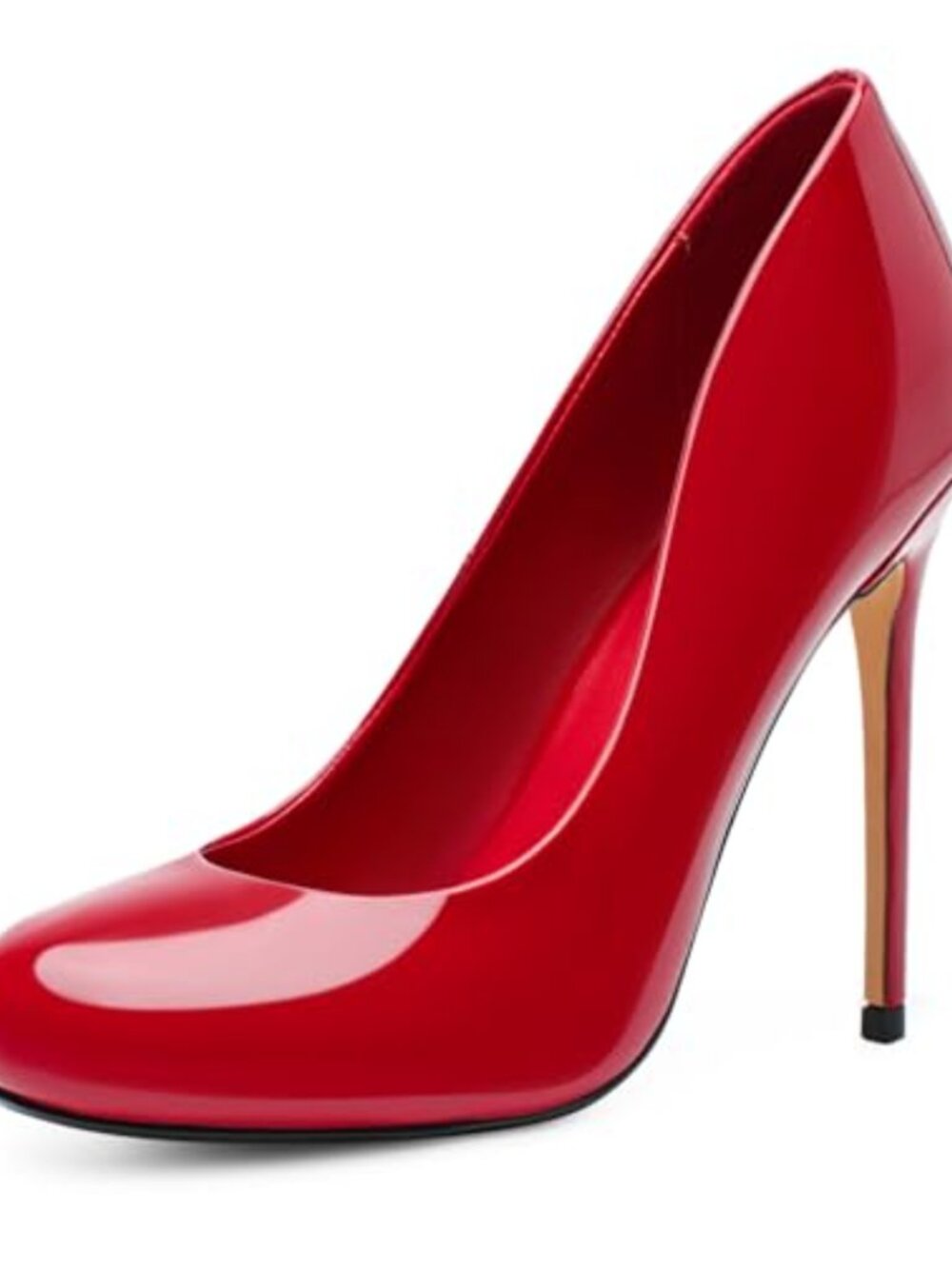 Unisex Round Toe High Heels Stiletto Pumps Patent Leather 4.7in Heel